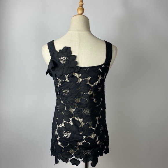 GENUINE PEOPLE Lace Appliqué Floral Tank Black M - Picture 5 of 7